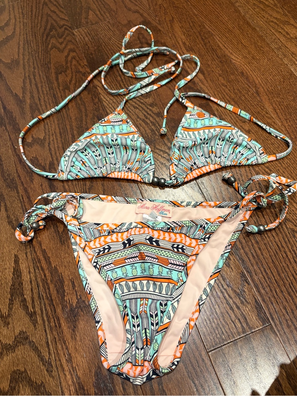 Mara Hoffman Bikini Set | Top M / Bottom S | Geometric Tribal Print